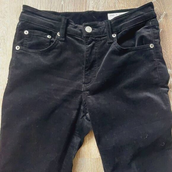rag & bone High Rise Ankle Skinny Velvet Jeans Black Size 26 - Picture 5 of 10